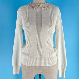 80s lace collar sweater 1980s vintage Empire Gene Stuart
